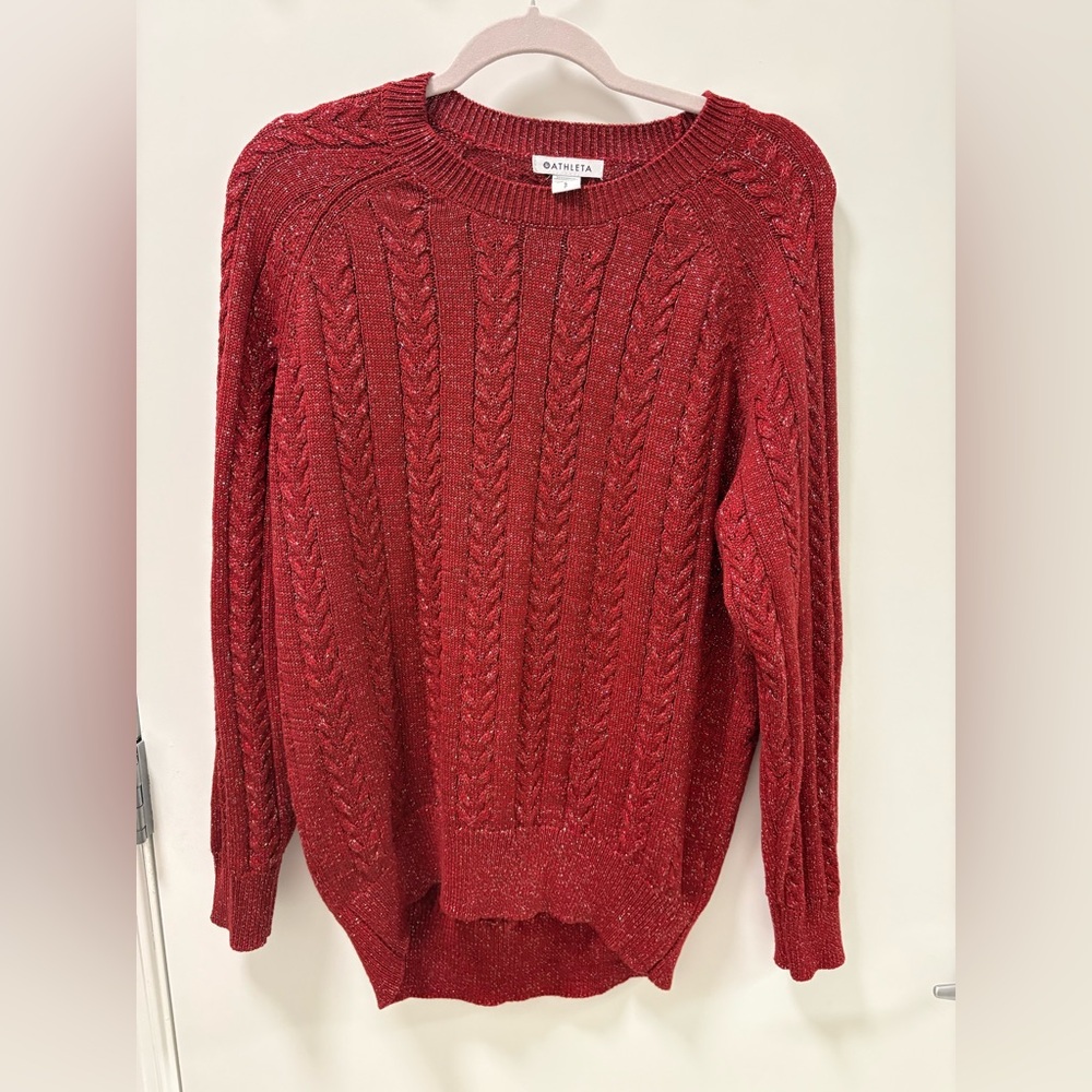 Athleta Crossroads Crew Sweater Red Metallic Size S - Picture 4 of 9